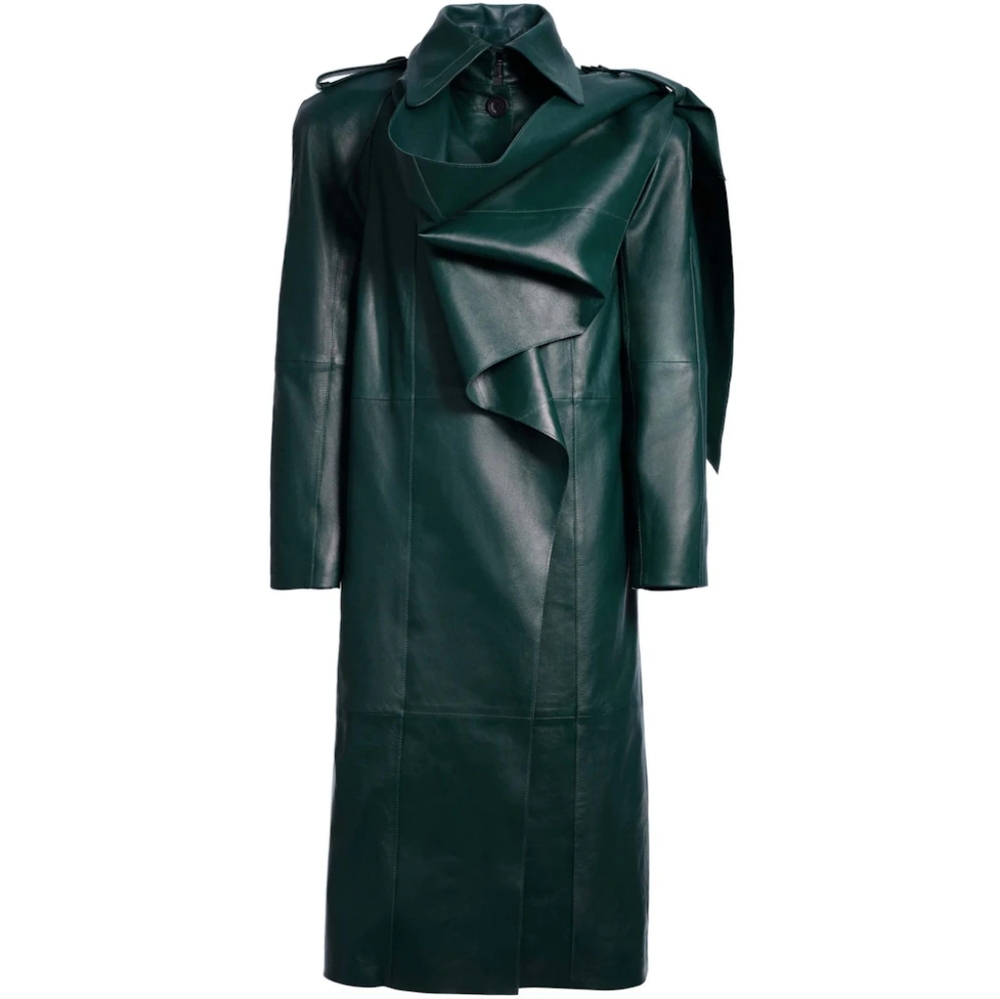 Mugler X HM Leather Jacket Trenchcoat with Scarf, H&M sz Small, NWT
